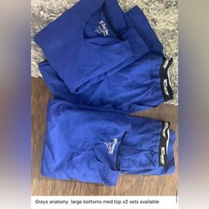 Two sets of Navy Grey’s Anatomy scrubs
Med top 
Large bottoms